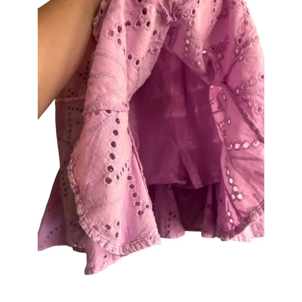 Easel Take A Stroll Eyelet Skirt Lilac Rose Purple Boho Mini Medium NWT